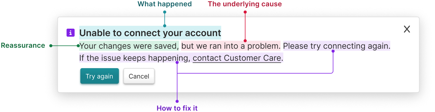 Error message annotations